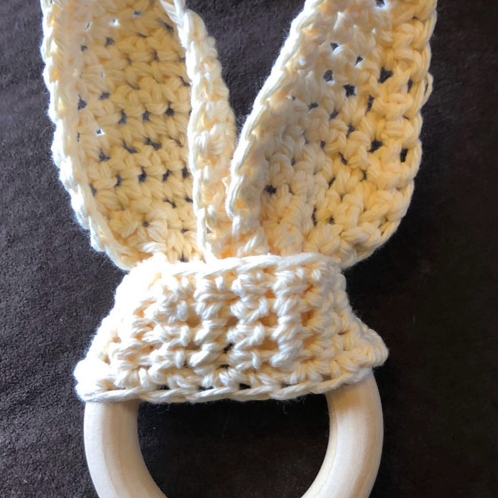 Handmade Cream Bunny Ear Teether